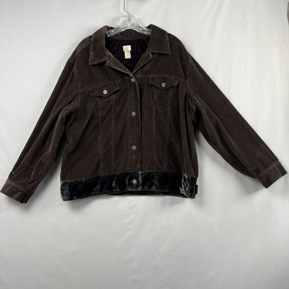 J. Jill Jackets & Blazers - J Jill Corduroy Velvet Jacket Shacket size 1X Button Up Brown Retro Casual Boho